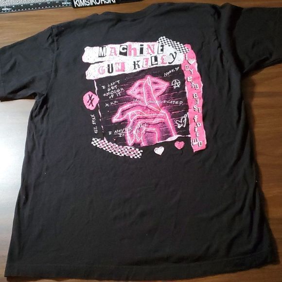 Machine Gun Kelly T-Shirt I <3 My Ex's Best Friend Black Pink Size L - Picture 4 of 5